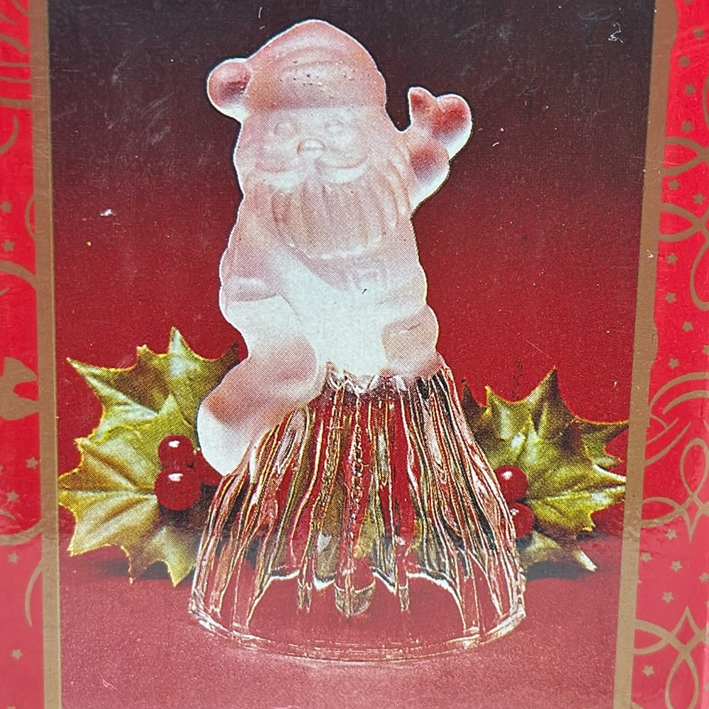 Vintage All The Trimmings Holiday Crystal Santa Bell - 1995